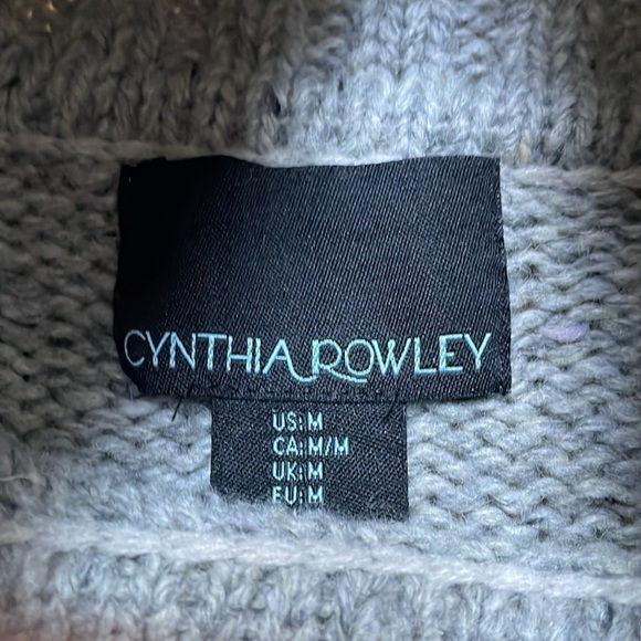 Cynthia Rowley funnel turtle neck gray wool knit sweater kangaroo pocket size M - Picture 5 of 8